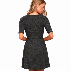 Lulus London Lovely Dark Heather Grey Skater Dress